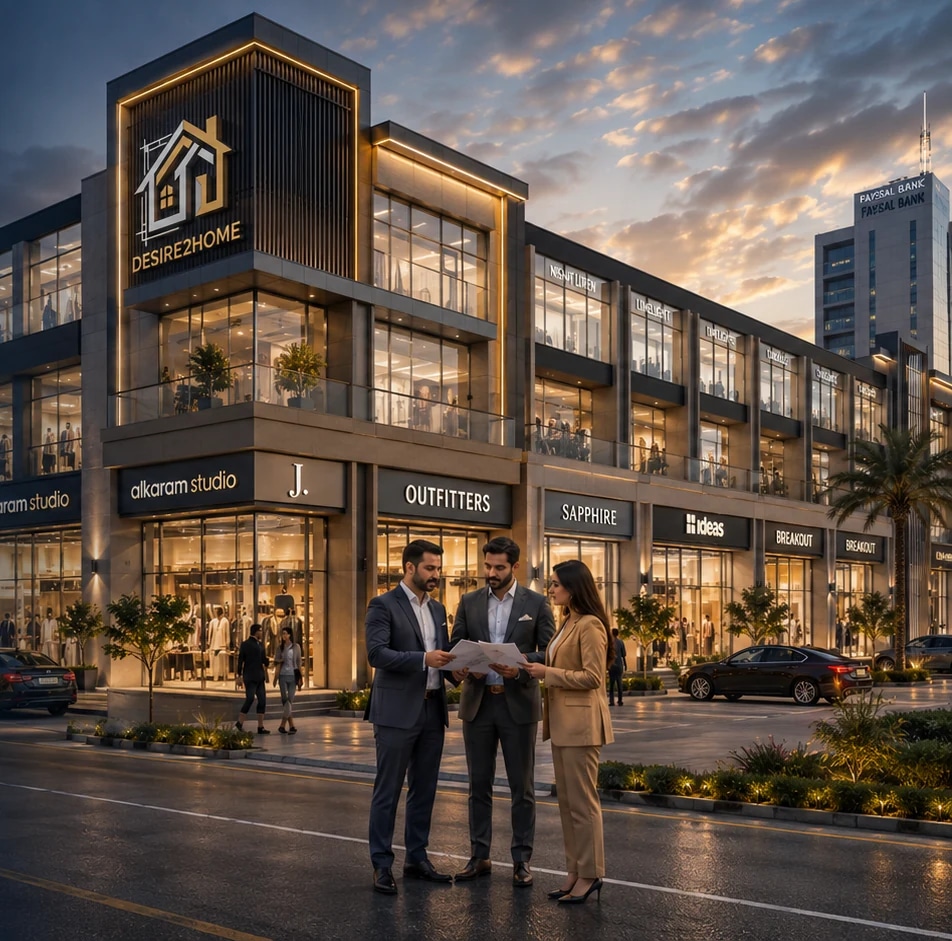 Modern commercial plaza construction in Lahore
